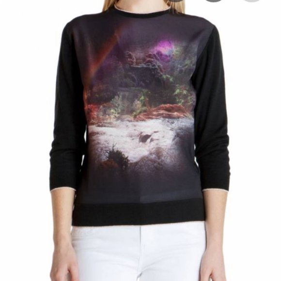 Ted Baker Bracha Waterfall black sweater top blouse size 2 nwot - Picture 1 of 14